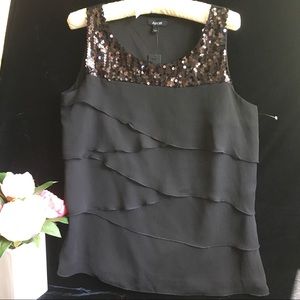 NWT Apt. 9 “Black Tie” Sequin Tank Top - Sz S